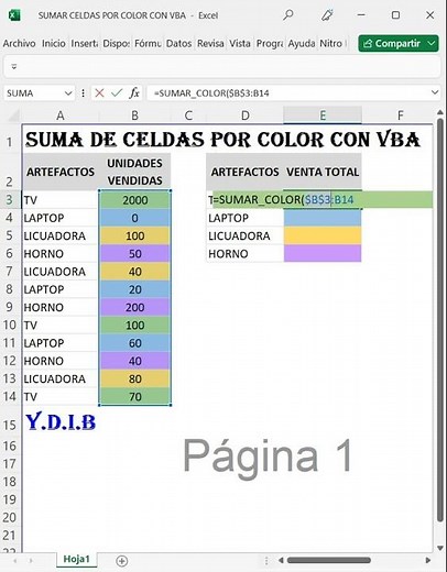 SUMA DE CELDAS POR COLOR CON VBA