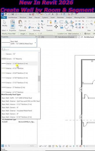 New In Revit 2026: Create Wall by Room & Segment -10x Faster Workflow #shorts #ytshorts #bimshikshha