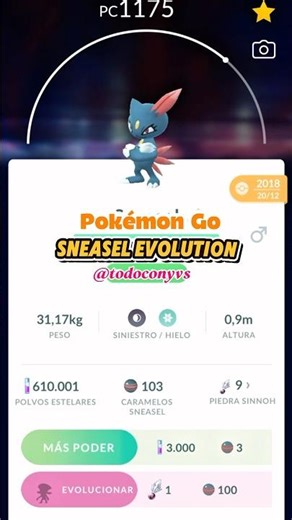 Pokémon Go | Sneasel Evolution #pokemon #pokemongo #pokemonunite #pokémonevolutions #sneasel