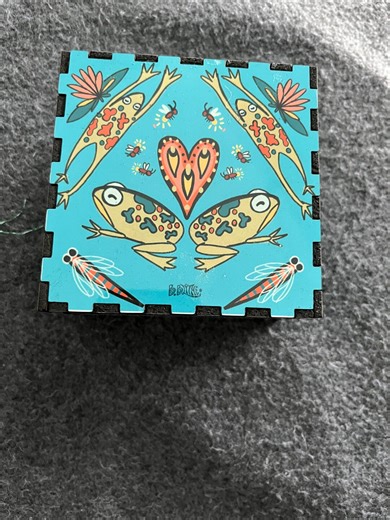 Whimsical Frog Trinket Box -4x4 With Dragonflies and Heart Folk Art Design - Etsy