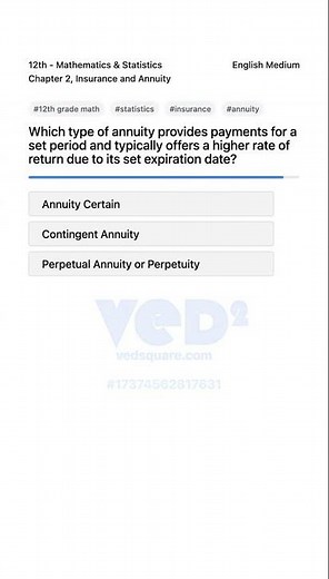 12th Math Statistics Insurance Annuity MCQ Explained