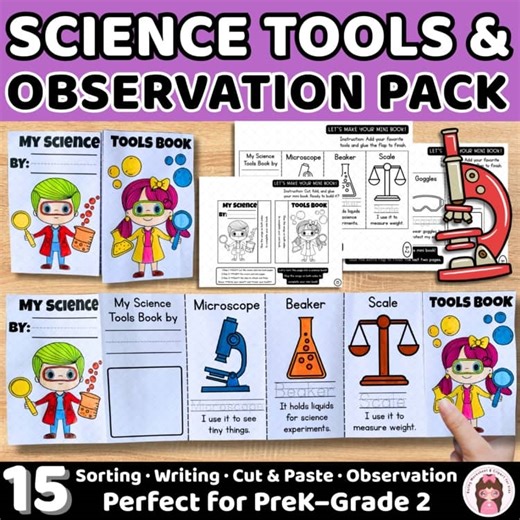 PreK-2 Hands-On STEM Pack: Science Tools and Observation Activities