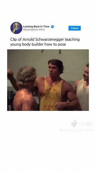 Arnold Schwarzenegger Teaches Young Bodybuilder Posing