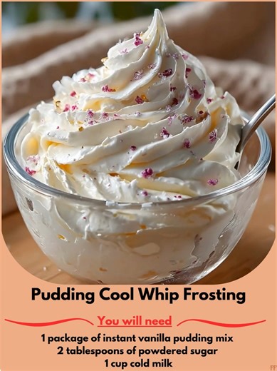 Pudding 🏍 Cool Whip Frosting Whipped Delight: Vanilla Pudding Frosting for Every Dessert Ingredients: - 1 package of instant vanilla pudding mix (3.4 oz) - 2 tablespoons of powdered sugar ..... Full Recipe in Coʍmеոτ 💬 😹 | Recipe Center