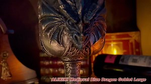 alikiki Medieval Blue Dragon Goblet Large - Dungeons and Dragons Gifts Game Goblets Chalices of Thrones Merchandise 15.8oz Stainless Steel Coffee Wine Drinking Cup Father Day Birthday Gift Party Idea