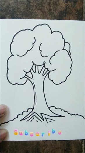 Simple Tree Drawing 🌳 | Easy Tree Drawing | Step by Step Tutorial #shorts