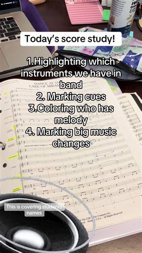 Working on marking scores for my concert band! This helps me to be prepared in chaotic moments #banddirector #musicteacher #musician #band