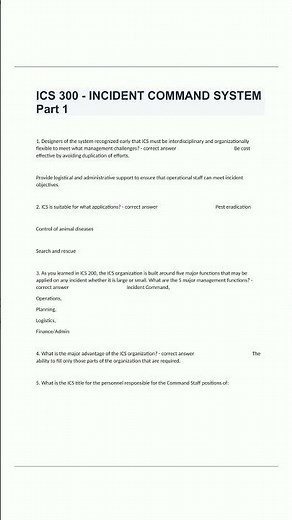 #learnexams ICS 300 INCIDENT COMMAND SYSTEM Part 1 Exam Questions And Answers Well Elaborated4