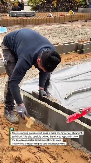 Installing Concrete Edging with Perfect Level and Alignment #Construction #Hardscape #Masonry