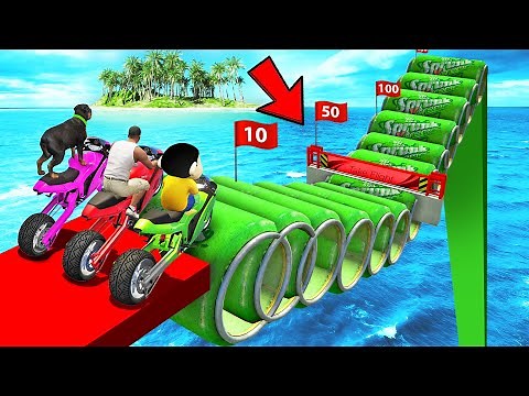 SHINCHAN AND FRANKLIN TRIED THE IMPOSSIBLE CANS OBSTACLES ROAD CHALLENGE IN GTA 5
