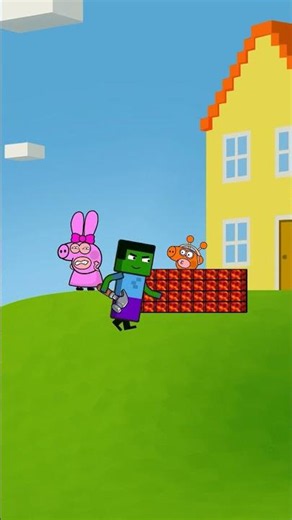 Peppa vs Minecraft Zombie - Peppa Pig Funny Animation #shorts #viral #animation #funny