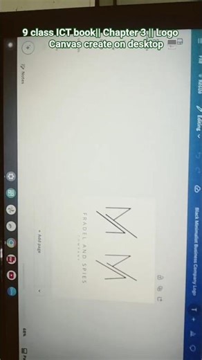 9 class ICT book|| Chapter 3 || Logo Canvas create on desktop 🖥️