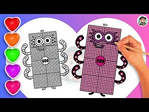 COLORING Numberblock 800! 🌈 Easy Drawing for Kids