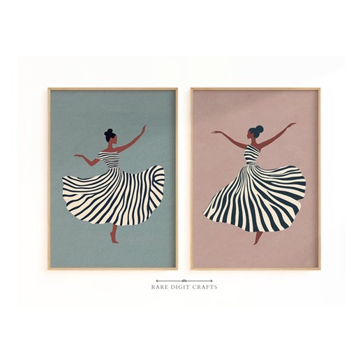 Modern Mid-century Dancer Art Set: Minimalist Figure Prints (digital Download) 3 - Etsy