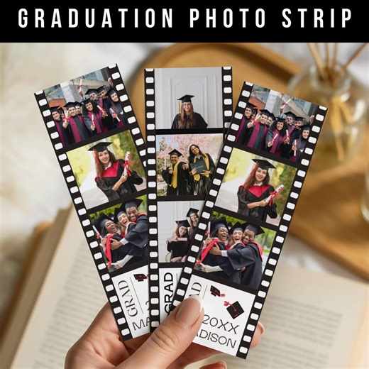 Graduation Photo Booth Strip, Class of 2026 Grad Photo Gift Overlay, Bookmark Template, Digital Canva - Etsy