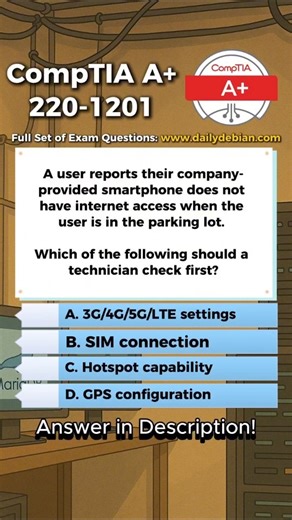 DailyDebian on Instagram: "A. 3G/4G/5G/LTE settings Loss of mobile data outside the building—especially when Wi-Fi is out of range—usually indicates mobile data is turned off or the phone is locked to the wrong network mode. This is the quickest first check before opening the device or troubleshooting hardware. Why The Other Options Are Incorrect B. SIM connection A loose SIM would cause *no service at all* (no calls, no SMS), not just loss of internet in the parking lot. C. Hotspot capability H