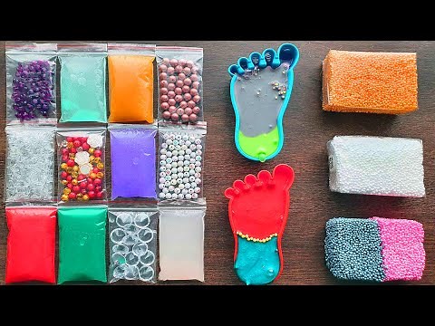 Crunchy Slime Making with Bags and Foam Bricks - Satisfying Slime Video by Izabela Stress