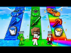 JJ vs Mikey vs Carrie: ELEMENTAL STAIRS BATTLE in Minecraft (Maizen)