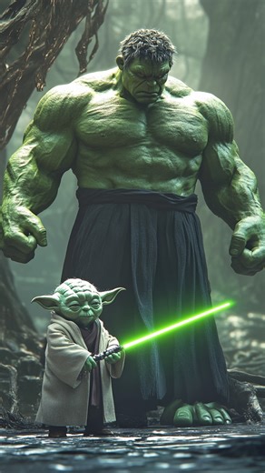 What if Hulk became a Jedi? 💥⚡ Watch as he wields a lightsaber for the first time in The Gamma Menace! Are you ready for this crossover? Comment below! ⬇️ #Hulk #StarWars #TheGammaMenace #Marvel #Jedi #Lightsaber #Yoda #AIAnimation #EpicCrossover #SciFi #Superheroes | Multiverse Mayhem