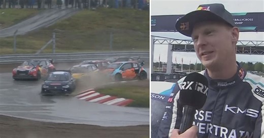 Rally: Segrade i hällregnet – höll på att fastna i vattenpöl