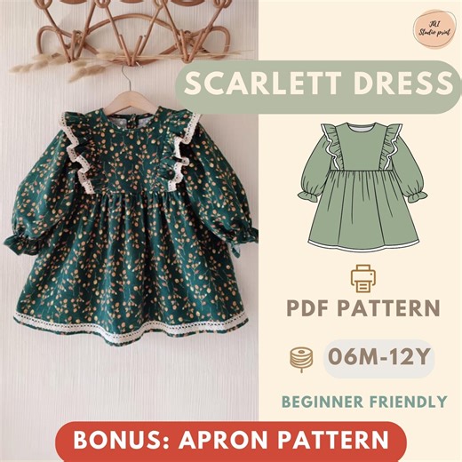 Kids Dress Sewing Pattern, Toddler Ruffle Dress PDF, Beginner Friendly Girl Dress, Autumn Winter Baby Girl Outfit, Easy DIY Kids Clothing - Etsy
