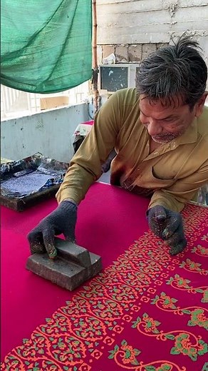 Artist making stunning block prints with simple wooden tools #BlockPrinting #CreativeArt #DIYFabric