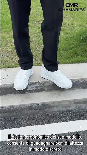 CHAMARIPA Scarpe Rialzate Uomo - Sneakers Con Tacco Interno In Pelle Bianca 6CM 💪👟 #scarperialzate
