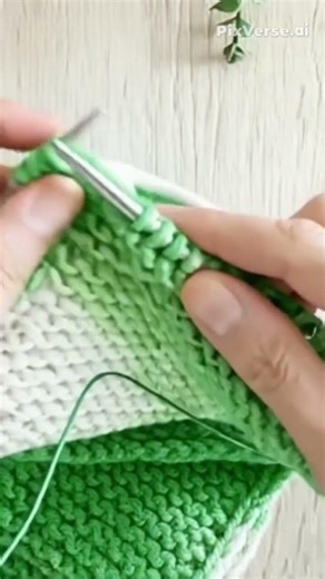 Satisfying Garter Stitch Knitting | Green Gradient Yarn #knitting #slowliving #cozycrafts