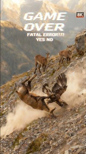 Eagle Intense Gaze vs Baby Chamois Calm Stare - Mountain Goat Climbing 😱🦅🐐