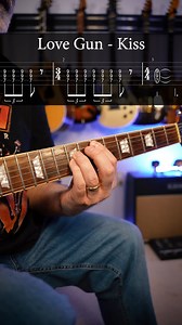 Love Gun guitar riff by Kiss with tabs. Tune down a 1/2 step | GuitArmy