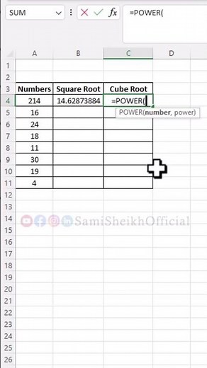 How To Calculate Square Root and Cube Root in Excel | #exceltricks #samisheikh