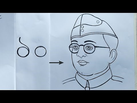 how to draw netaji subhas chandra bosh,subhas chandra bosh drawing,netaji drawing,23 e january