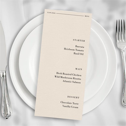 Modern Minimal Wedding Menu Template | Clean Canva Reception Menu Card, Contemporary Table Setting (digital Download) - Etsy