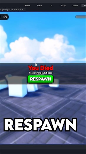 How to Make Respawn System Button in Roblox Studio #robloxstudio #robloxdev #robloxshorts #tutorial