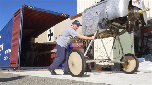 FOKKER FEST! Well the Yealands Classic Fighters Omaka airshow may have been and gone, but here at Omaka the activity is not slowing down with the arrival of three more WW-I aircraft, all from the Fokker stable. The Eindecker, D.VII and D.VIII were built by owner Achim Engels in Germany and placed on loan with the TAVAS Collection of Caboolture, Qld., Australia, founded by Andrew Carter. TAVAS lost hangarage last year, very sadly, and with no home to go to in the short term, an accommodation was 