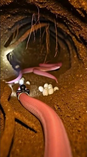 Camera on a Rare Pink Snake Exploring a Secret Underground Nest