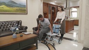 Ultra-Light Transport Wheelchair - Folding Portable Wheelchair with Hand Brake - Trolleys for Elderly Aircraft Travel