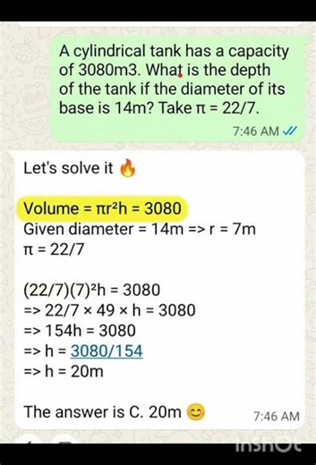 solving cylindrical volume #geometry🙋