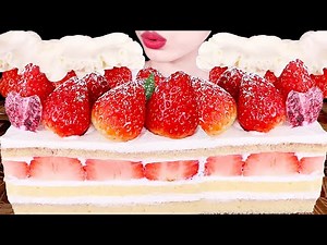 ASMR MUKBANG｜STRAWBERRY SHORT CAKE 딸기 생크림 케이크 EATING SOUNDS 디저트 먹방