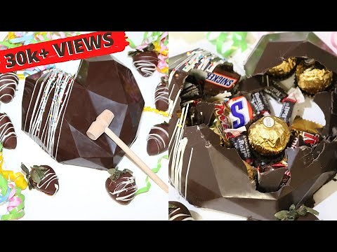 How To Make Breakable Heart | "Trending" Pinata Cake | Hammer | Geometric Chocolate Heart - Surprise