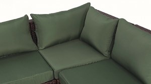 UPHA 7-Piece Wicker Outdoor Patio Conversation Sectional Seating Set with Pine Green Cushions TBSF-ABC-TULV