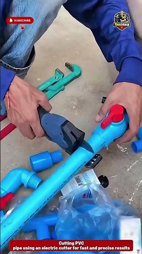 Precise PVC Pipe Cutting Using an Electric Cutter #powertools
