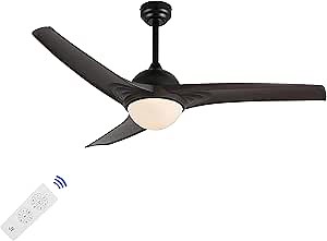 JONATHAN Y JYL9717C Sully 52" 1-Light Mobile-App/Remote-Controlled, 6-Speed Propeller Integrated LED Ceiling Fan, Contemporary, Industrial, Cottage for Bedroom, Living Room, Office, Dark Brown Wood