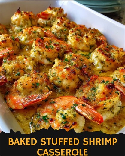 Baked Stuffed Shrimp Casserole Ingredients: 1/2 cup breadcrumbs 1/4 cup grated Parmesan cheese 1/4 cup cream cheese, softened 1 lb large shrimp, peeled and deveined 3 tablespoons unsalted butter, melted 3 cloves garlic, minced 1/2 teaspoon lemon zest 2 tablespoons fresh parsley, chopped 1/4 teaspoon paprika 1/4 teaspoon salt 1/4 teaspoon black pepper 1 tablespoon olive oil 1 tablespoon fresh lemon juice (for serving) Directions: Preheat oven to 375°F (190°C). In a large bowl, combine breadcrumbs