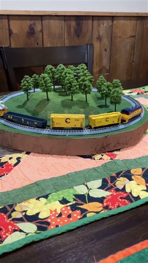 N scale 7 inch radius kato track chessie #train #nscale #scaletrains