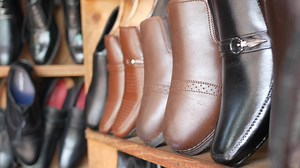 Shoes on a rack, shoe store