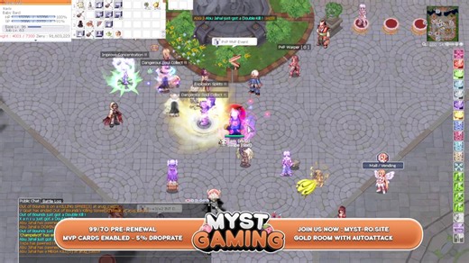 � Myst RO - High Rate Server - Players are growing • Pre-Renewal Server 99/70 • Kiel-Based Server • 2x Beelzebub Cards remove skill cast delay • Gepard Shield Protection 3.0 • Hosted in Singapore | Multi-client (2) • Lite Graphics Plugin (LGP Enabled) • Gold Room - Auto Attack Feature Enabled • Bloody Branch, Seeds, and other usable items (Available at the Tool Dealer for very cheap prices) � General Information • Rates: Base 500x / Job 300x • Max Stats: 99 • Max ASPD: 193 • Card Drop Rates: - N