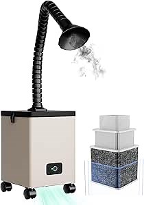 OMTech XF-180 Fume Extractor with 3 Stage Air Filter, Wheeled Smoke Absorber and Purifier, 80W Air Purifier for Laser Cutters Engravers Soldering Stations CNC Machines Welding Tools and More