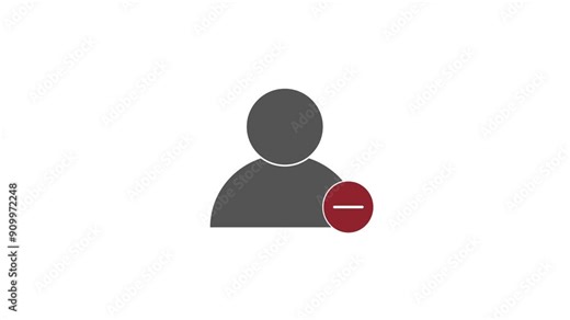4 Person icon animations. Grey person icon appearing. Symbols appearing in the right corner: Plus sign, red minus sign, check mark and a red x. White background and green screen background.