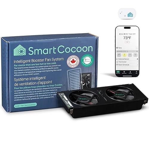 SMARTCOCOON 4X10 Register Booster Fan with Temperature & Humidity Sensor - Smart Dual Air Conditioner & Heater&#